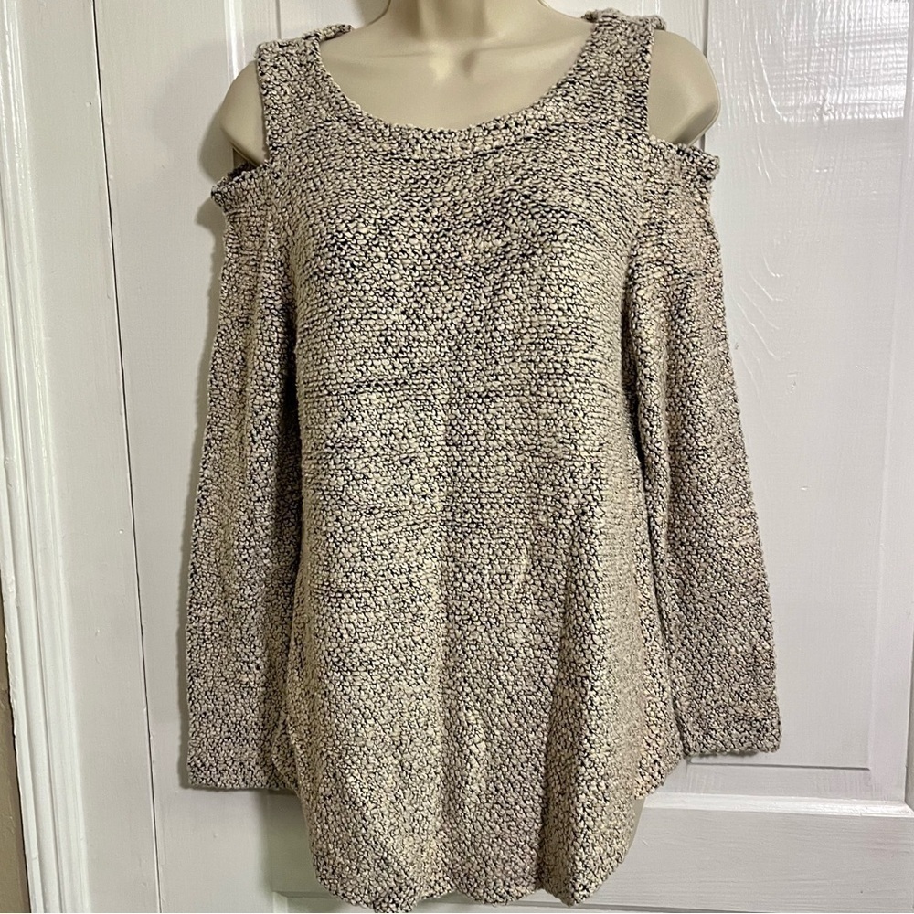 Soft Surroundings Cold Shoulder Starlight Chunky Sweater Petite Medium J